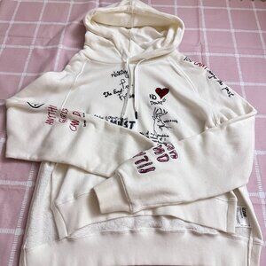 IZZUE Slogan-embroidered cotton-jersey hoody